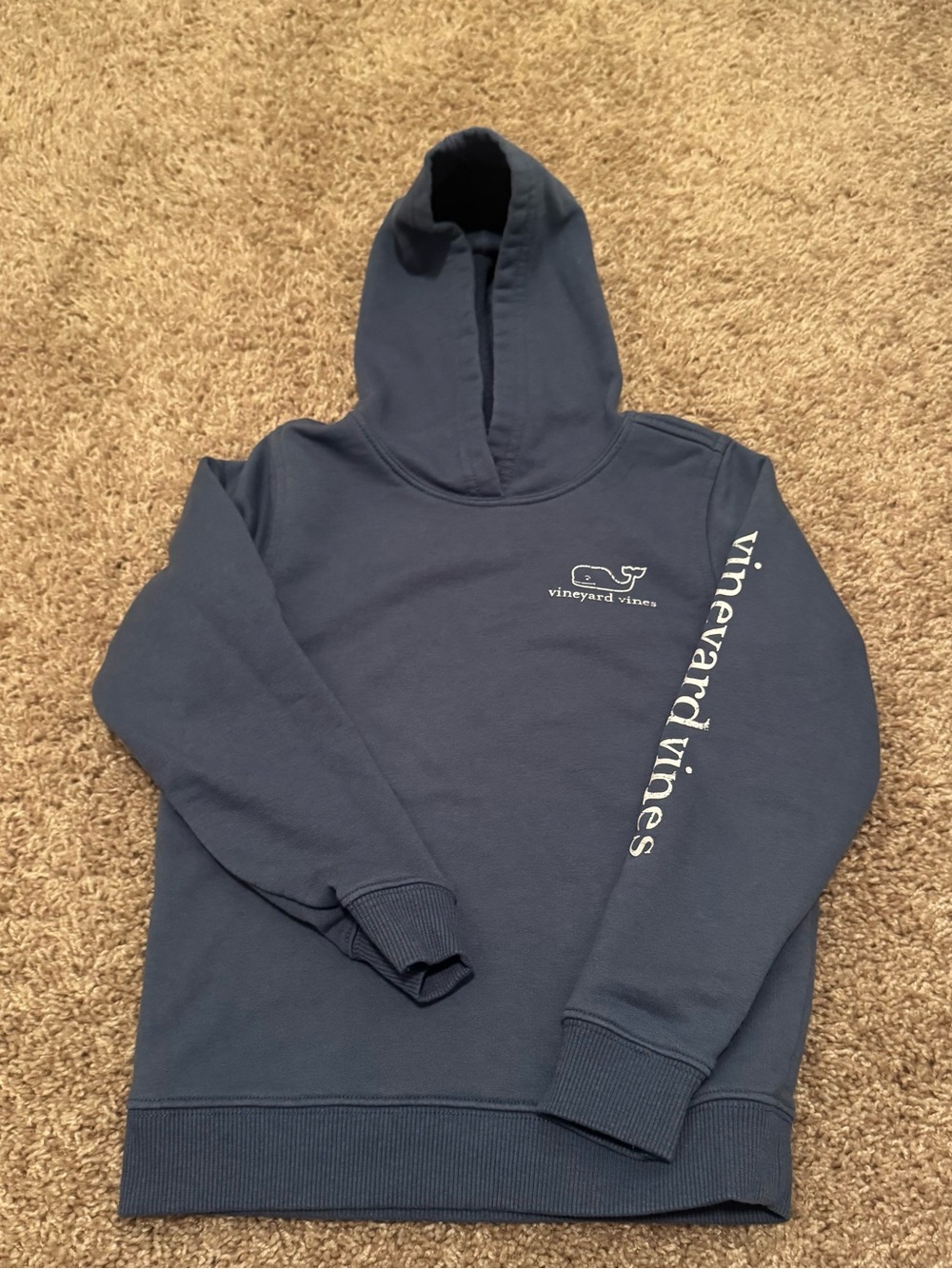 Vineyard Vines Navy Pullover Hoodie with Whale Logo